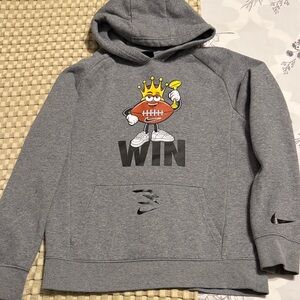 Gray Nike Kids Hoodie with Graphic Print